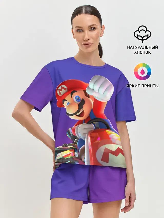 Женская пижама с шортами с принтом «Mario 3D»