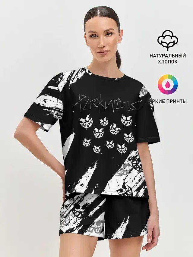 Женская пижама с шортами с принтом «Pyrokinesis»