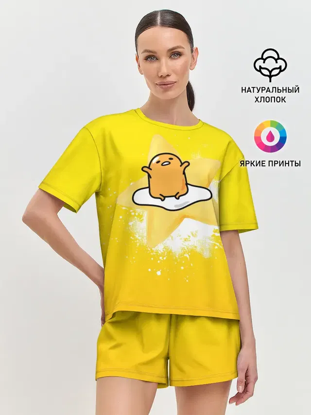 Женская пижама с шортами с принтом «желток аниме»