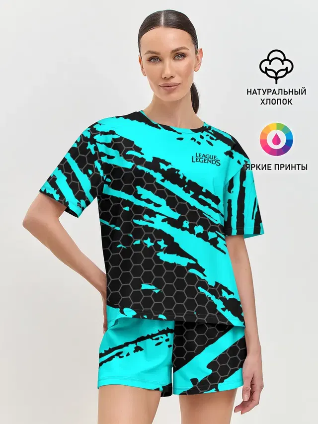 Женская пижама с шортами с принтом «Hexagonal pattern»