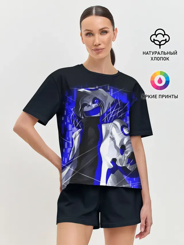 Женская пижама с шортами с принтом «Skeleton»