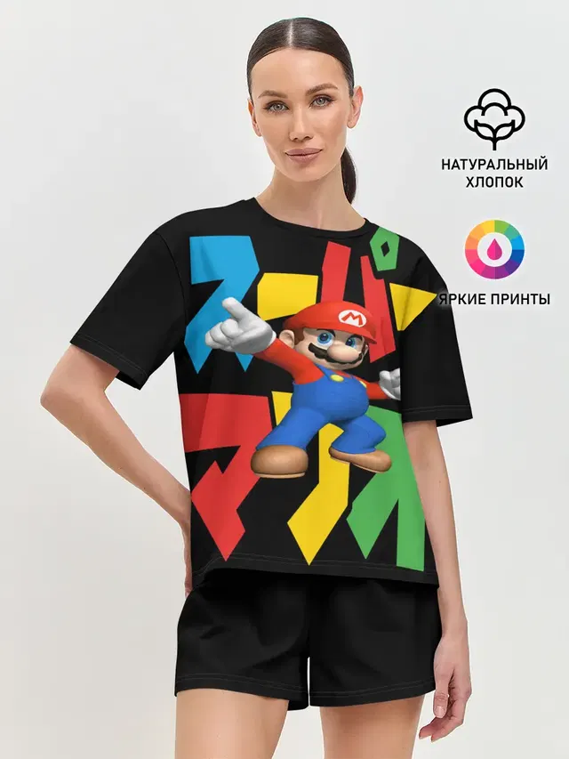 Женская пижама с шортами с принтом «Katakana»