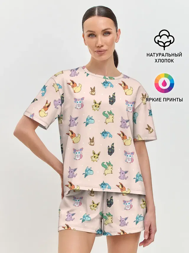 Женская пижама с шортами с принтом «Pokemon Go — Иви»