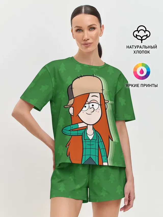 Женская пижама с шортами с принтом «Гравити Фолз — Венди Кордрой»