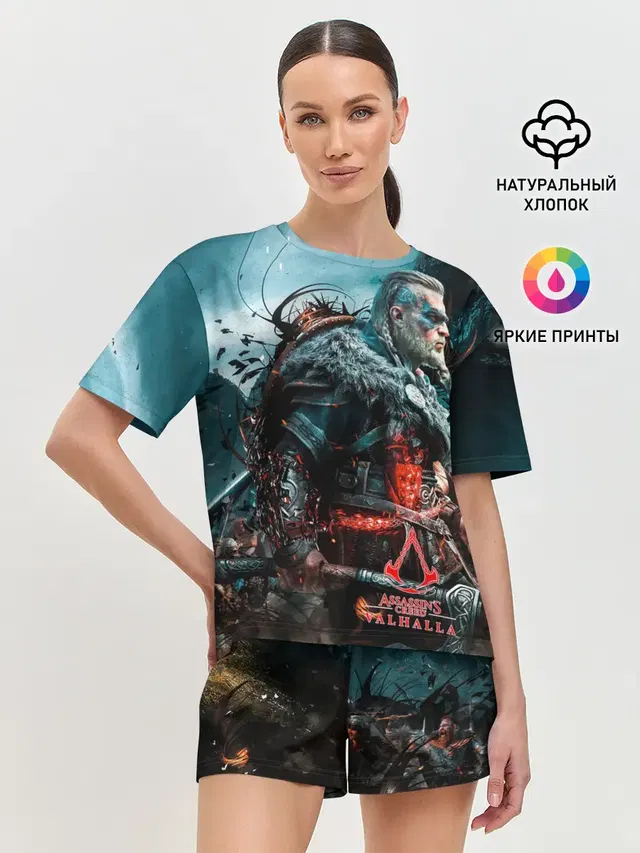 Женская пижама с шортами с принтом «Valhalla»