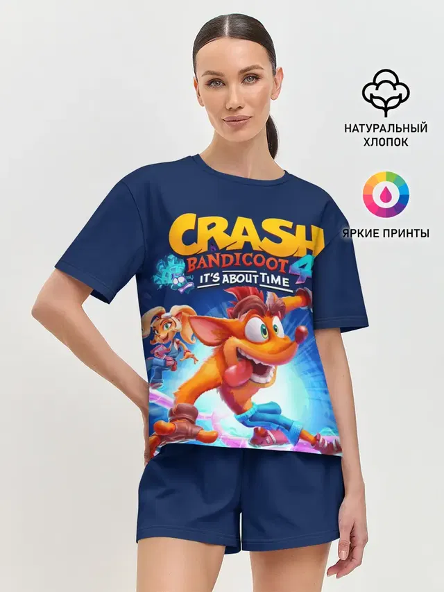 Женская пижама с шортами с принтом «Игры — Crash Bandicoot»