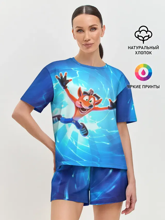 Женская пижама с шортами с принтом «Crash Bandicoot»