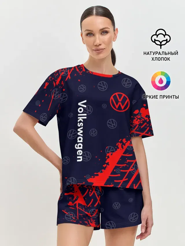 Женская пижама с шортами с принтом «Volkswagen — Фольксваген»