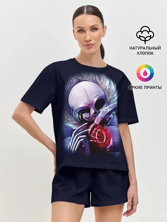 Женская пижама с шортами с принтом «Skeleton — UNDERTALE SANS»