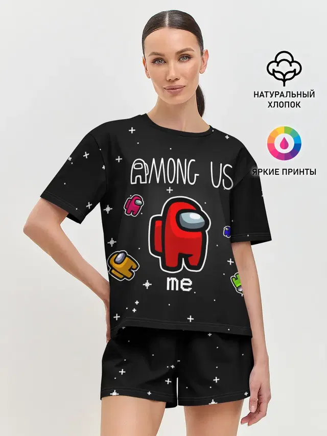 Женская пижама с шортами с принтом «Амонг Ас — Among us Classic»