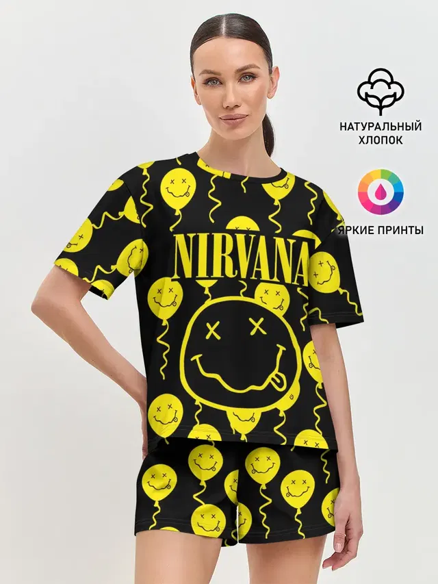 Женская пижама с шортами с принтом «Nirvana»