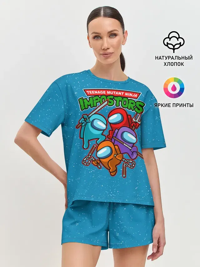 Женская пижама с шортами с принтом «Амонг Ас — Impostors Ninja»