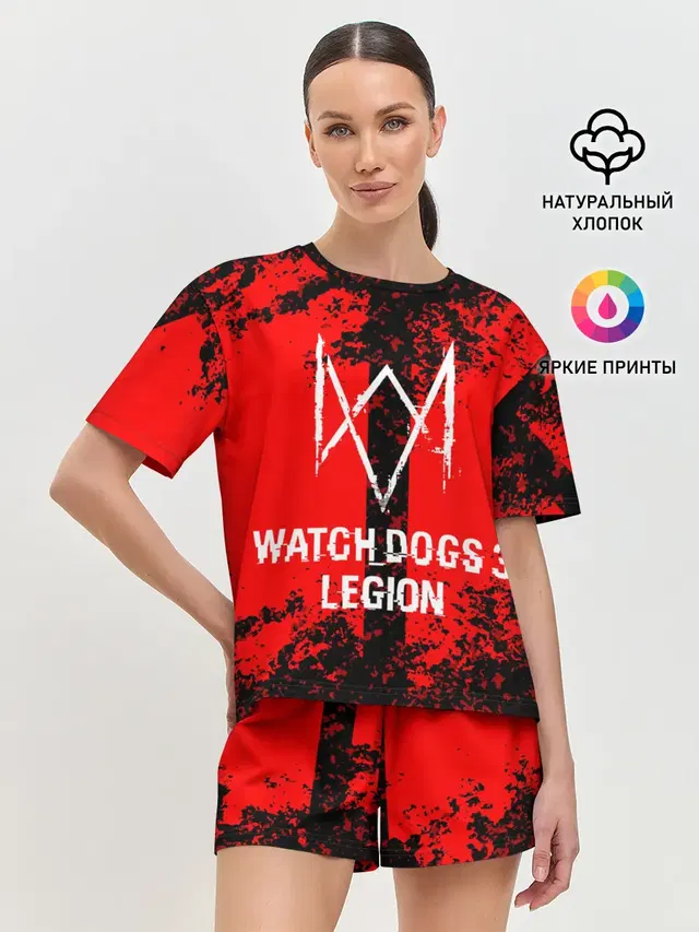 Женская пижама с шортами с принтом «Grunge — Watch Dogs: Legion.»
