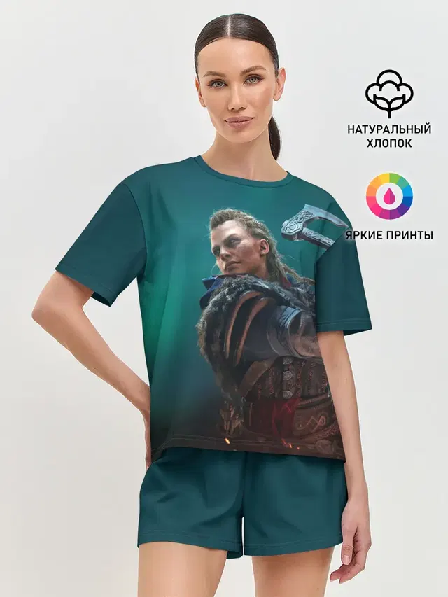 Женская пижама с шортами с принтом «Eivor Varinsdottir — ASSASSINS CREED VALHALLA»