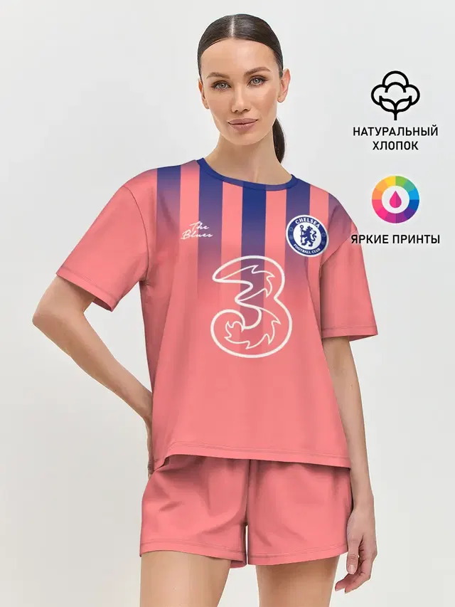 Женская пижама с шортами с принтом «Челси — CHELSEA резервная сезон 20/21»