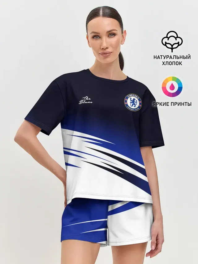 Женская пижама с шортами с принтом «Челси — CHELSEA разминочная 19/20»