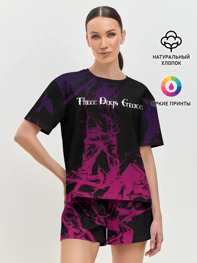 Женская пижама с шортами с принтом «Three Days Grace»