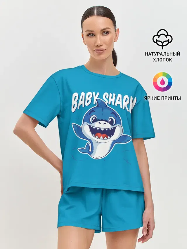 Женская пижама с шортами с принтом «Другие — Baby Shark»