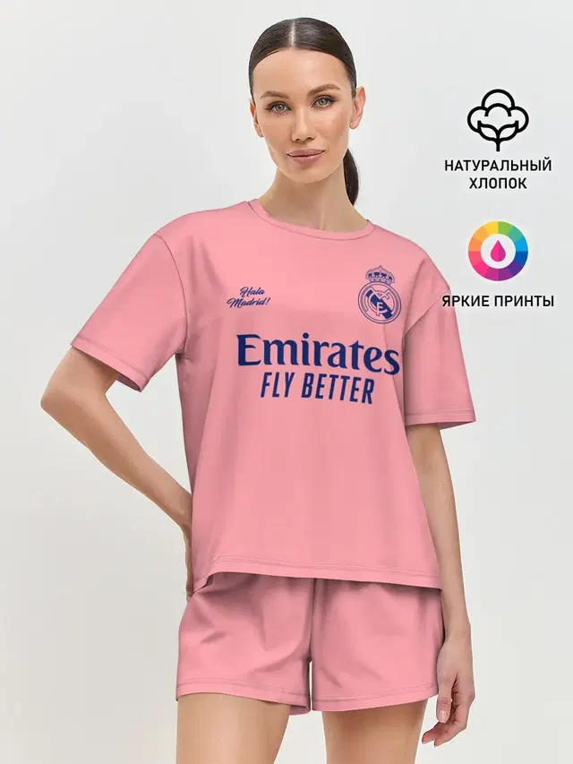 Женская пижама с шортами с принтом «Реал Мадрид — REAL MADRID, выездная 20/21»