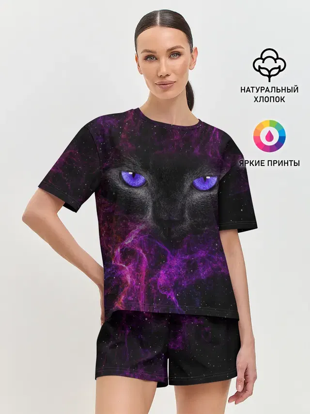 Женская пижама с шортами с принтом «Коты и кошки — Кот»