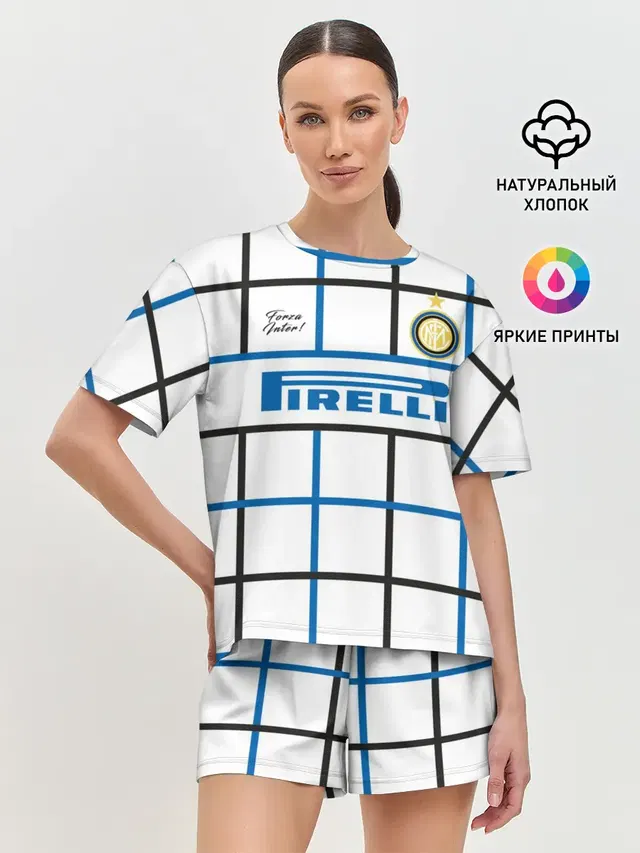 Женская пижама с шортами с принтом «Интер — INTER выездная 20/21»