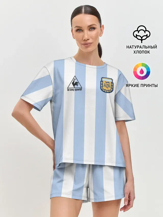 Женская пижама с шортами с принтом «Сборная Аргентины — Diego Maradona 10»