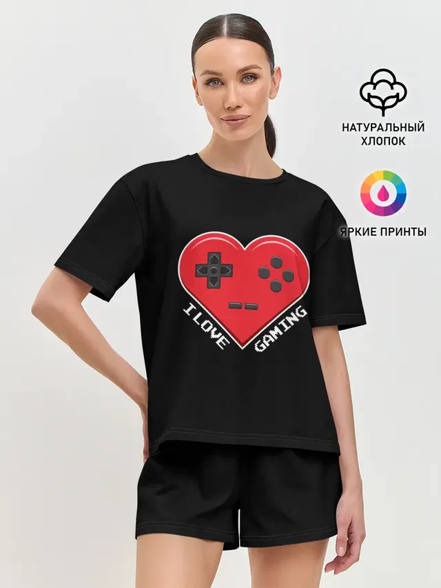 Женская пижама с шортами с принтом «Разные игры — I Love Gaming»