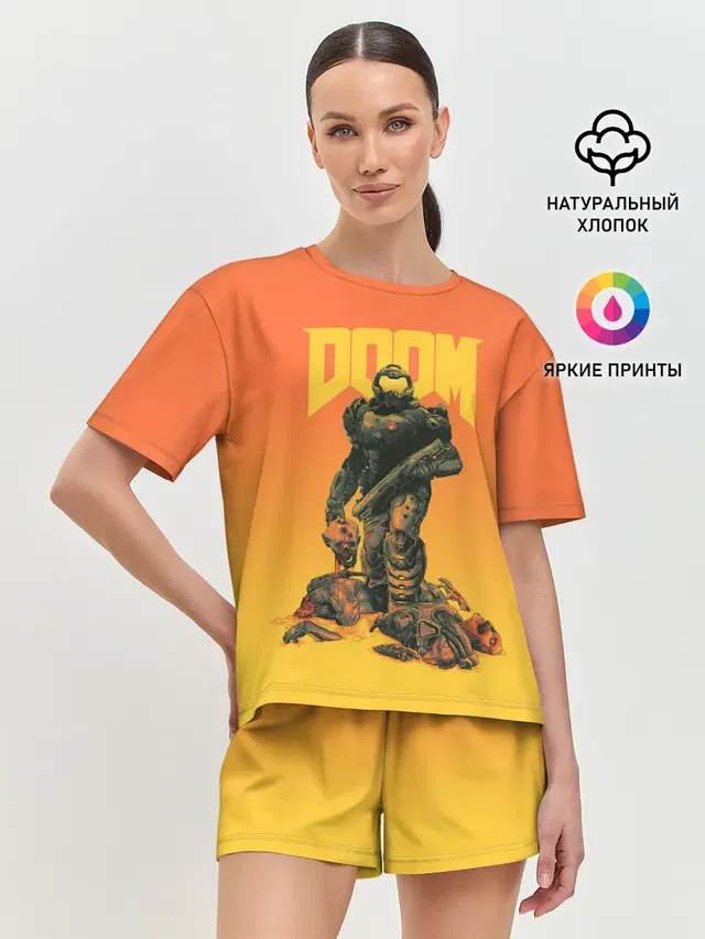 Женская пижама с шортами с принтом «Дум»