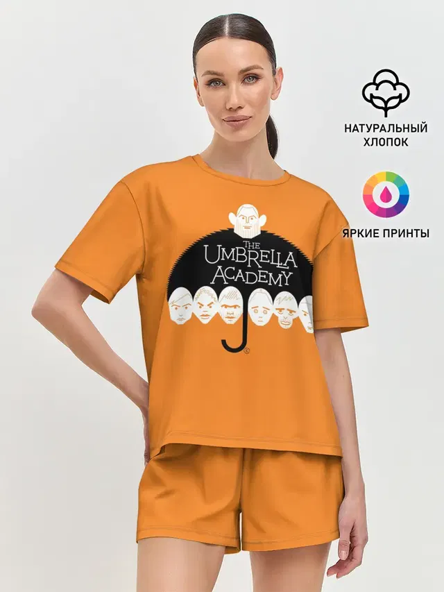 Женская пижама с шортами с принтом «Академия Амбрелла»