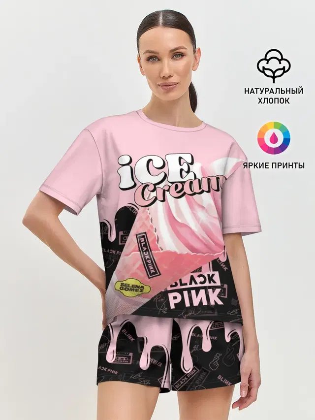 Женская пижама с шортами с принтом «BlackPink — BLACKPINK ICE CREAM»