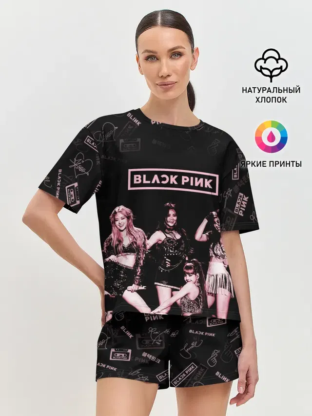 Женская пижама с шортами с принтом «BlackPink»