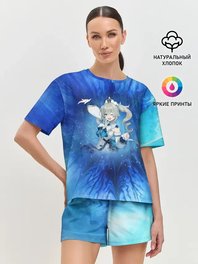 Женская пижама с шортами с принтом «Геншин Импакт — Барбара. Genshin Impact»