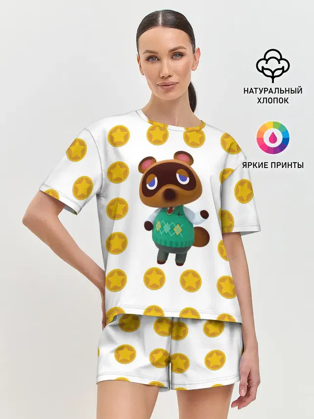 Женская пижама с шортами с принтом «Animal Crossing — Animal crossing - Nook»