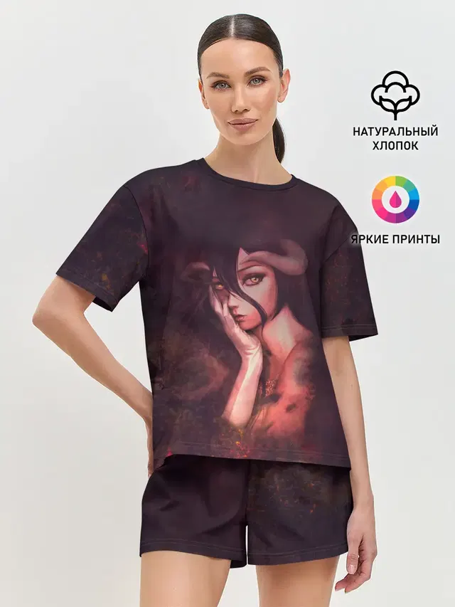 Женская пижама с шортами с принтом «Overlord — ALBEDO SADNESS»