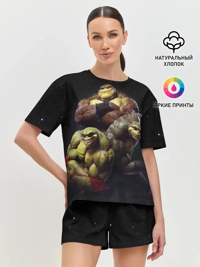 Женская пижама с шортами с принтом «Retro Games — Battletoads»