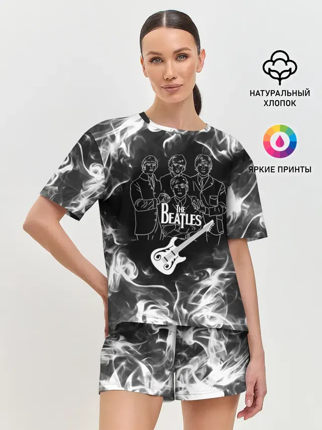 Женская пижама с шортами с принтом «The Beatles»