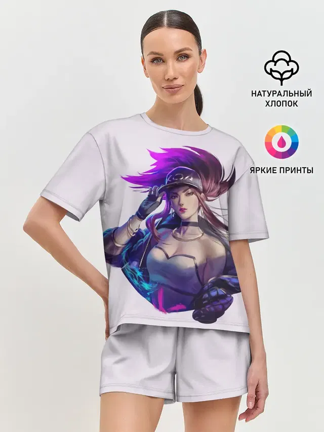 Женская пижама с шортами с принтом «DA — KDA Akali»
