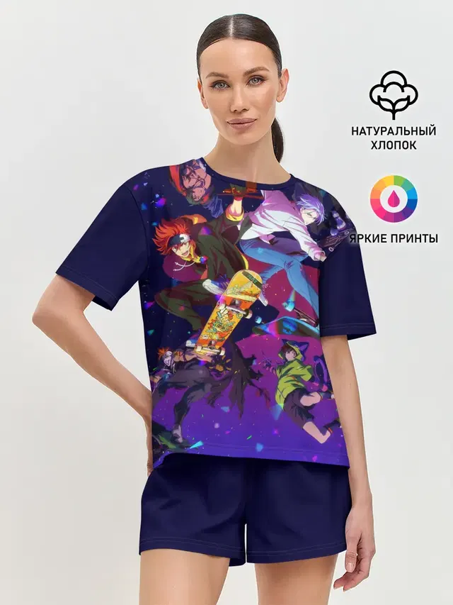 Женская пижама с шортами с принтом «SK8 the Infinity»