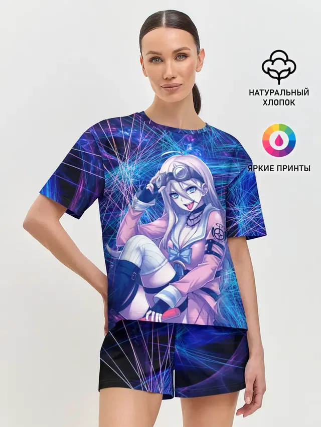 Женская пижама с шортами с принтом «Danganronpa — Danganronpa neon»