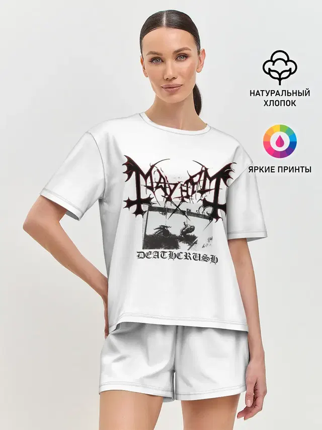 Женская пижама с шортами с принтом «Разный рок — Mayhem»