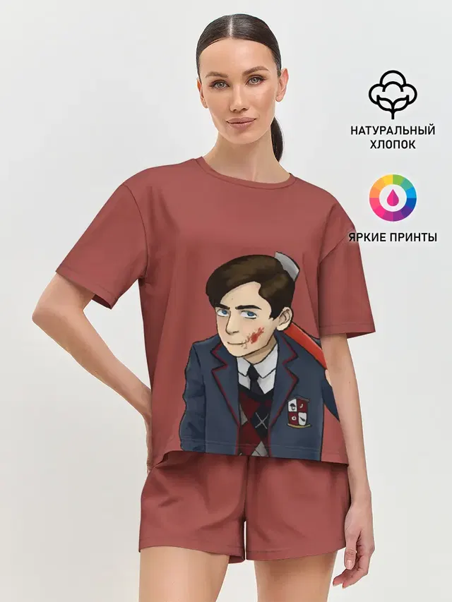 Женская пижама с шортами с принтом «Академия Амбрелла»