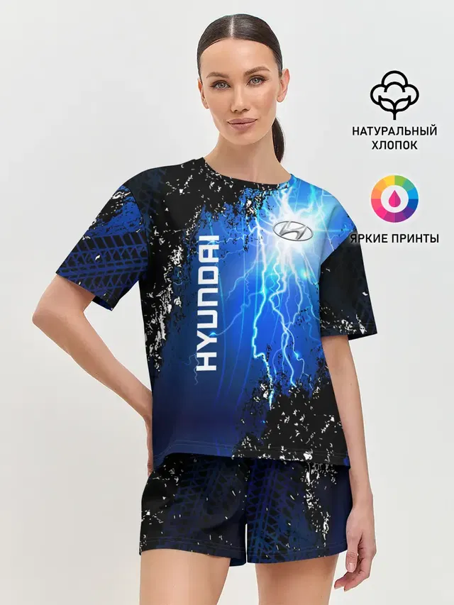 Женская пижама с шортами с принтом «Hyundai»