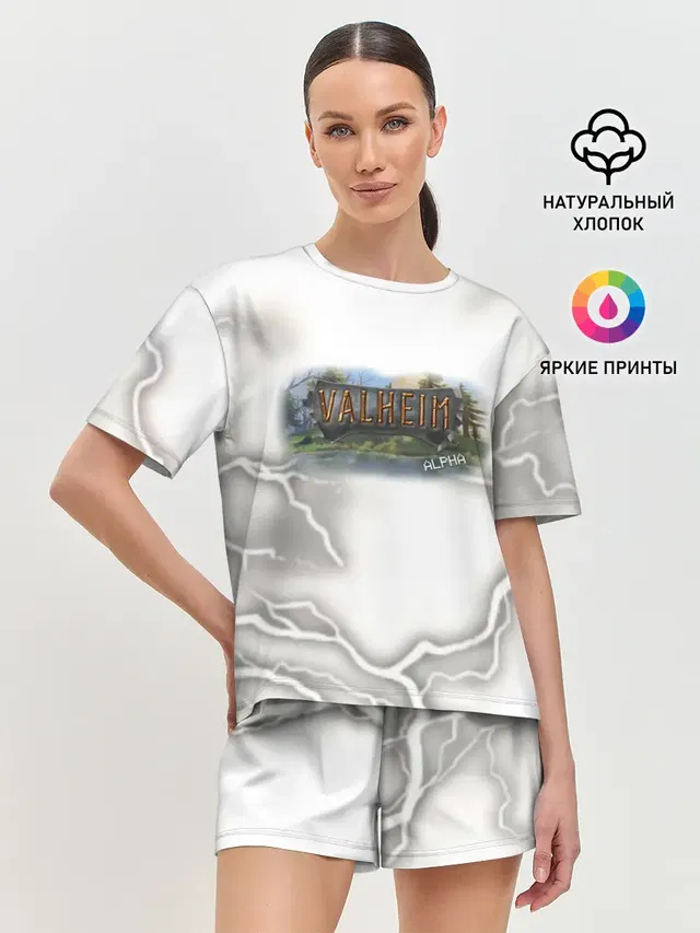 Женская пижама с шортами с принтом «Valheim»