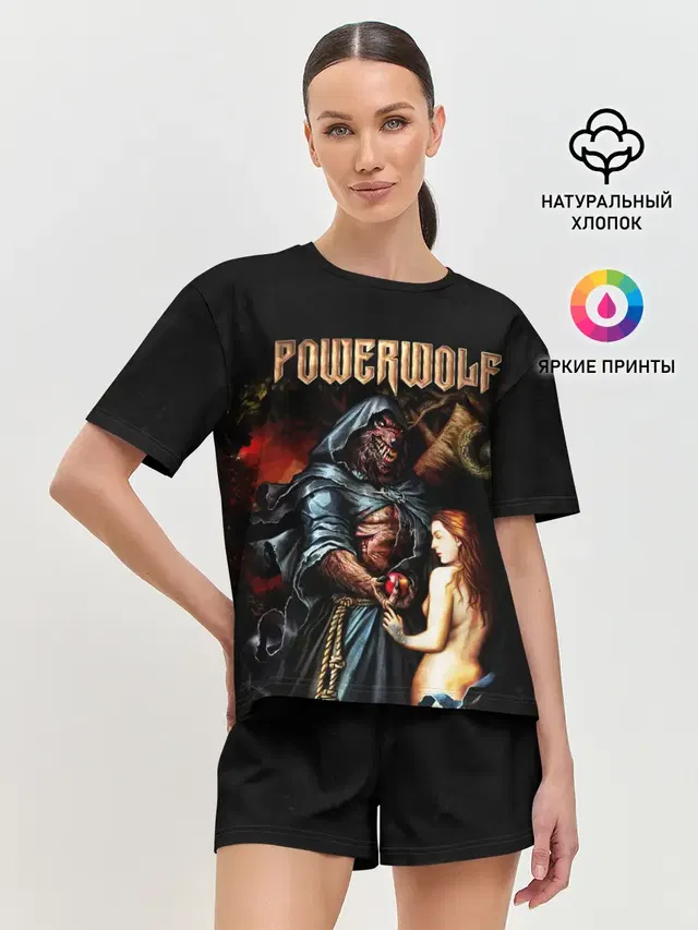 Женская пижама с шортами с принтом «Разный рок — Powerwolf»