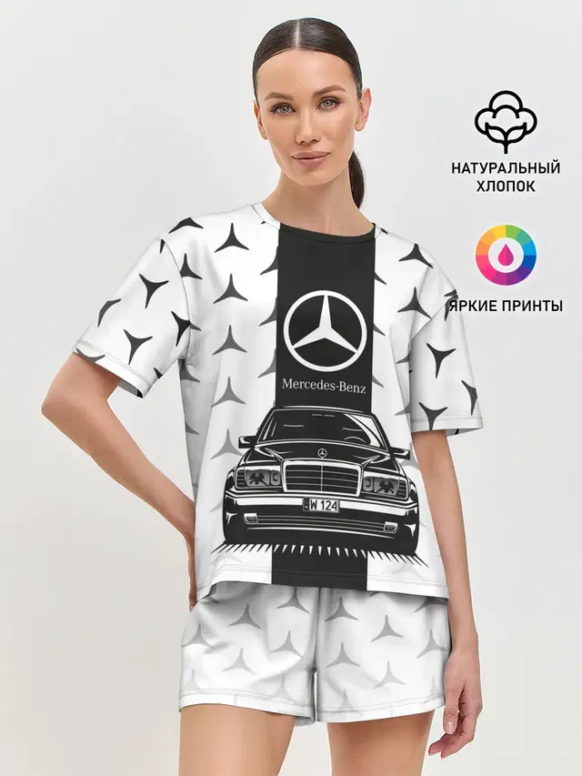 Женская пижама с шортами с принтом «Merсedes — MERCEDES BENZ»