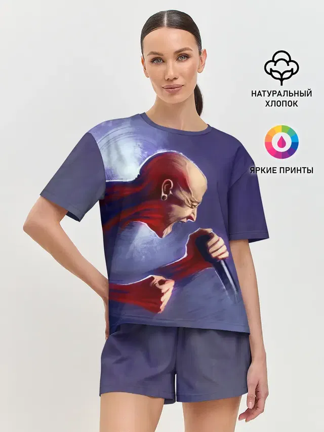 Женская пижама с шортами с принтом «LP»