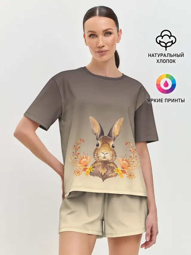 заяц в цветочках