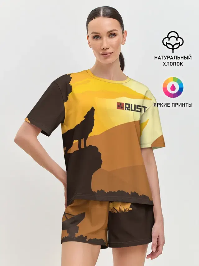Женская пижама с шортами с принтом «Rust»