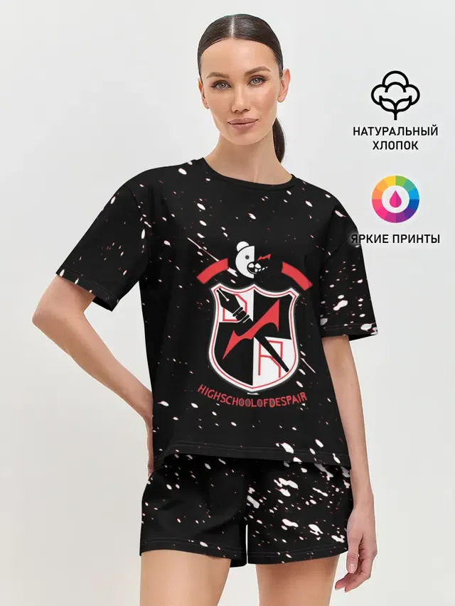 Женская пижама с шортами с принтом «danganronpa logo»