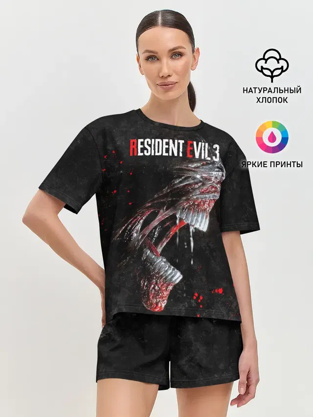 Женская пижама с шортами с принтом «Horror — RE3 — Nemesis»